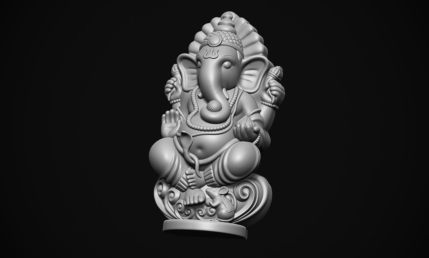 Ganesha ji with Mushak raj Scooped  3D print model_4