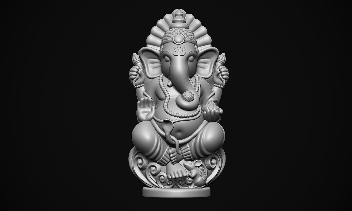 Ganesha ji with Mushak raj Scooped  3D print model_2