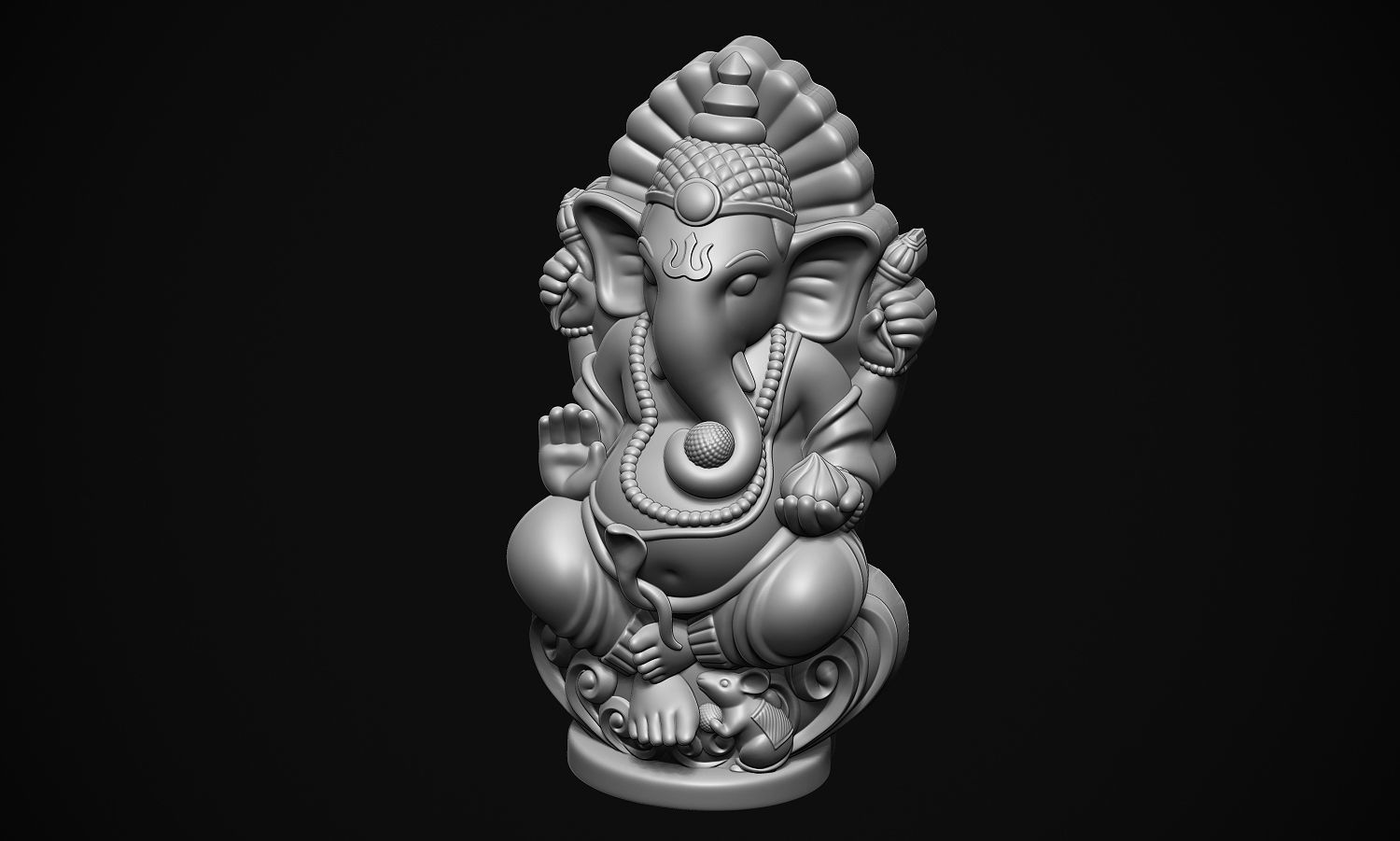 Ganesha ji with Mushak raj Scooped  3D print model_7