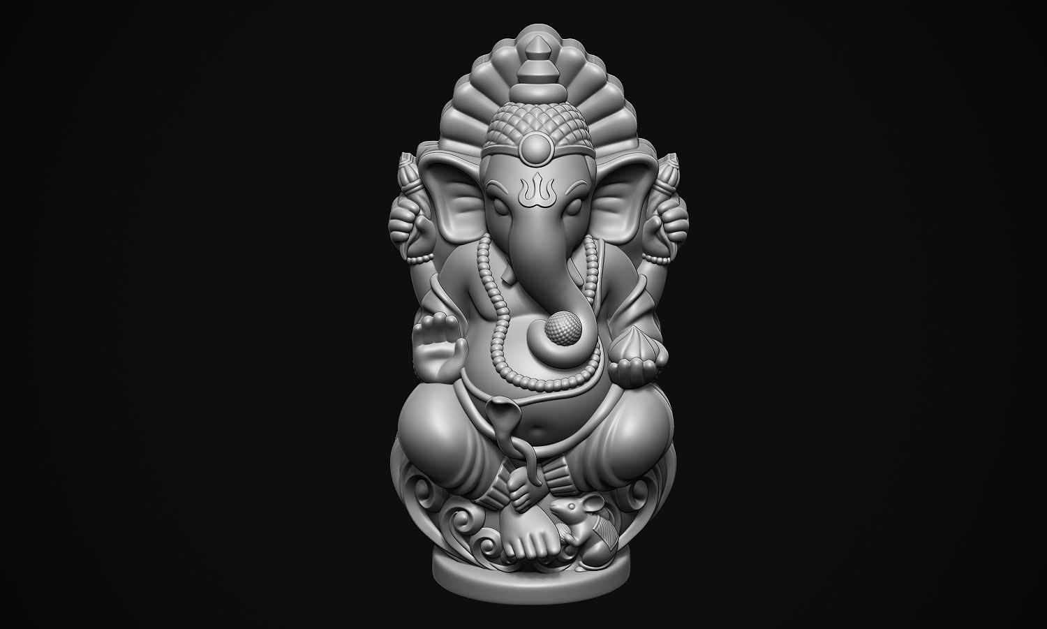 Ganesha ji with Mushak raj Scooped  3D print model_3