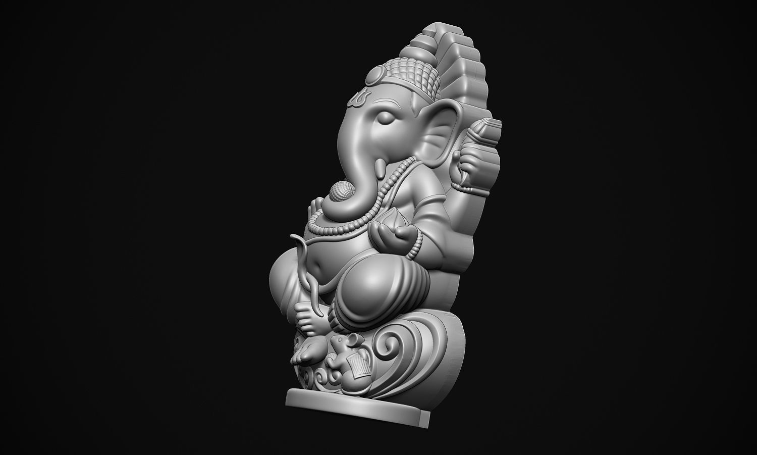 Ganesha ji with Mushak raj Scooped  3D print model_5