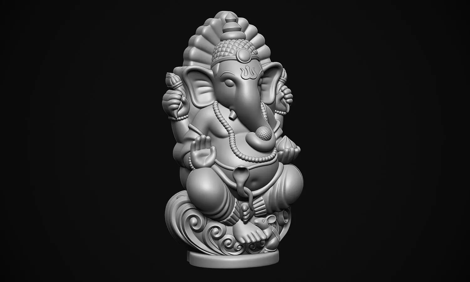 Ganesha ji with Mushak raj Scooped  3D print model_0