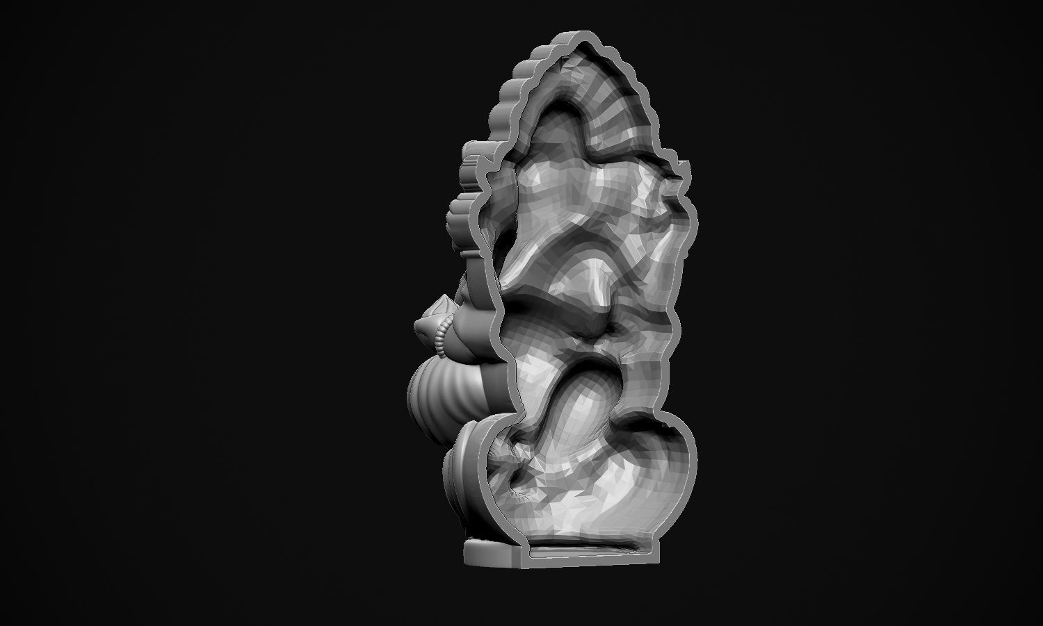 Ganesha ji with Mushak raj Scooped  3D print model_18