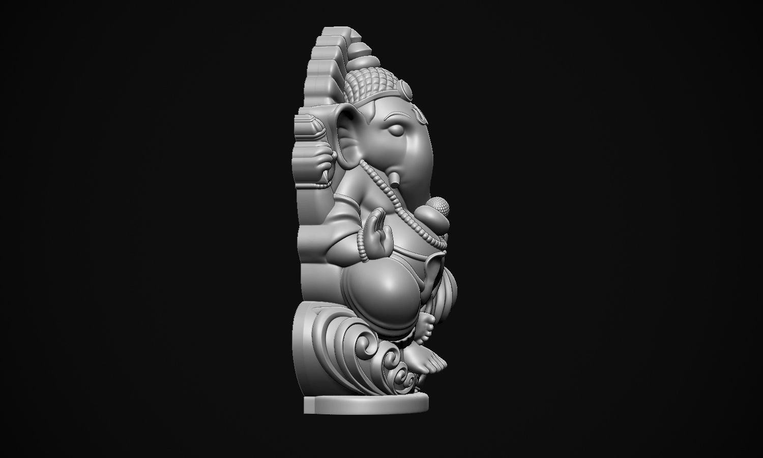 Ganesha ji with Mushak raj Scooped  3D print model_12