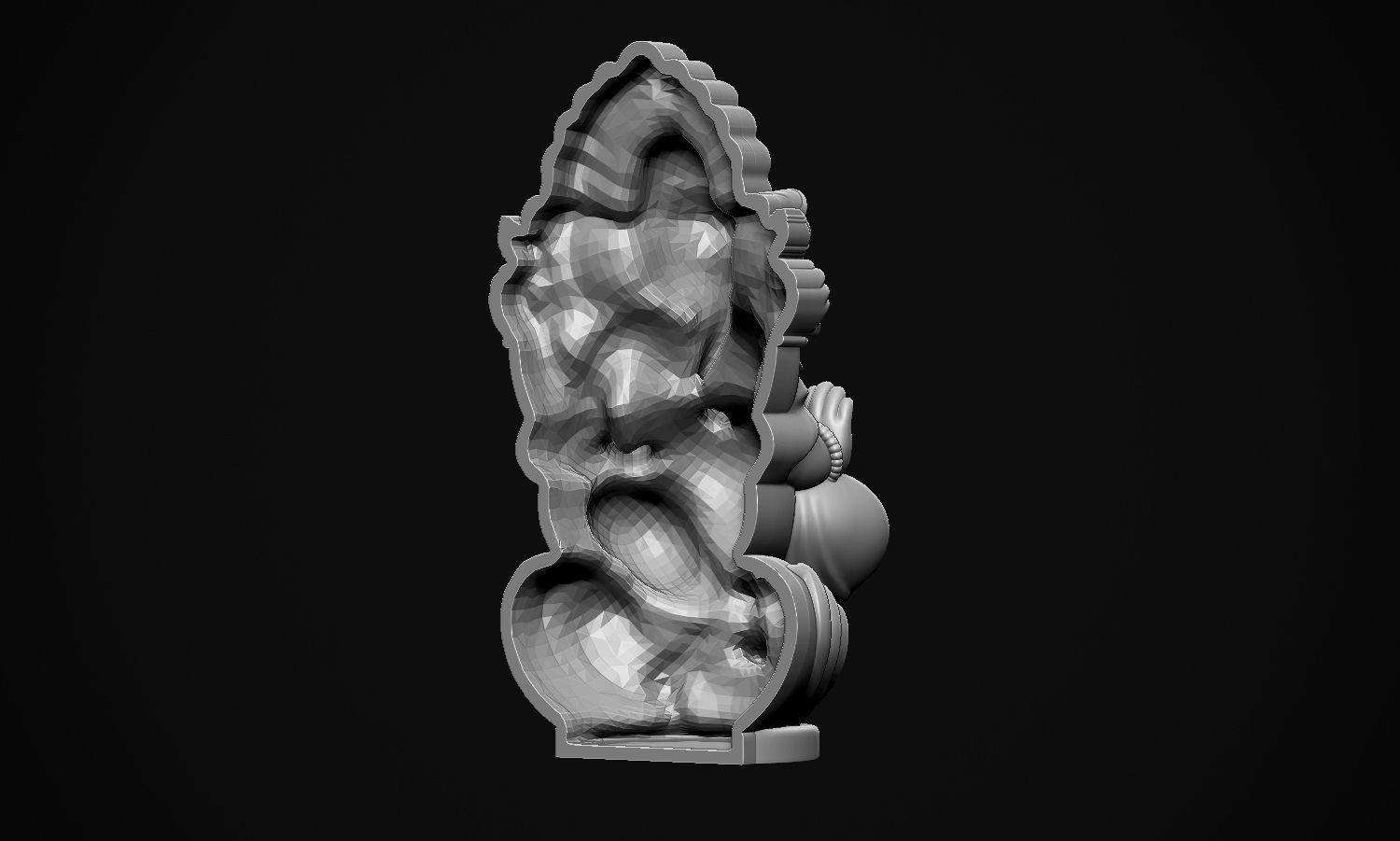 Ganesha ji with Mushak raj Scooped  3D print model_15