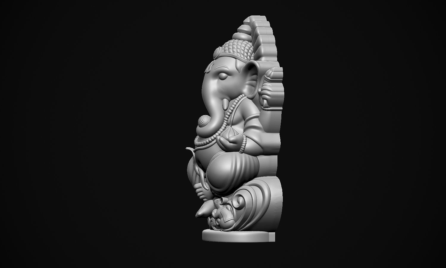 Ganesha ji with Mushak raj Scooped  3D print model_21