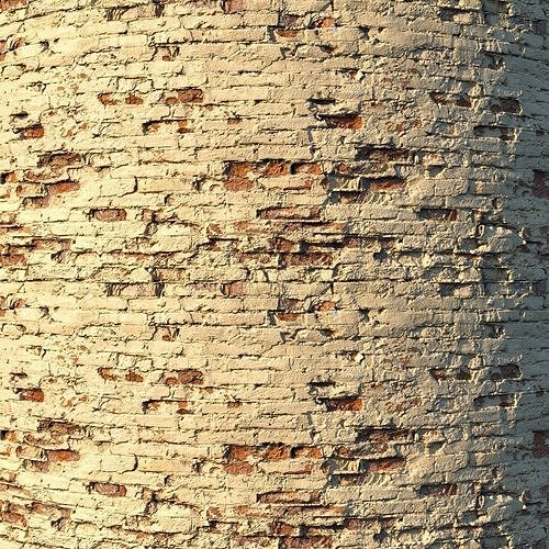 Old painted brick wall  02 Low-poly 3D model
