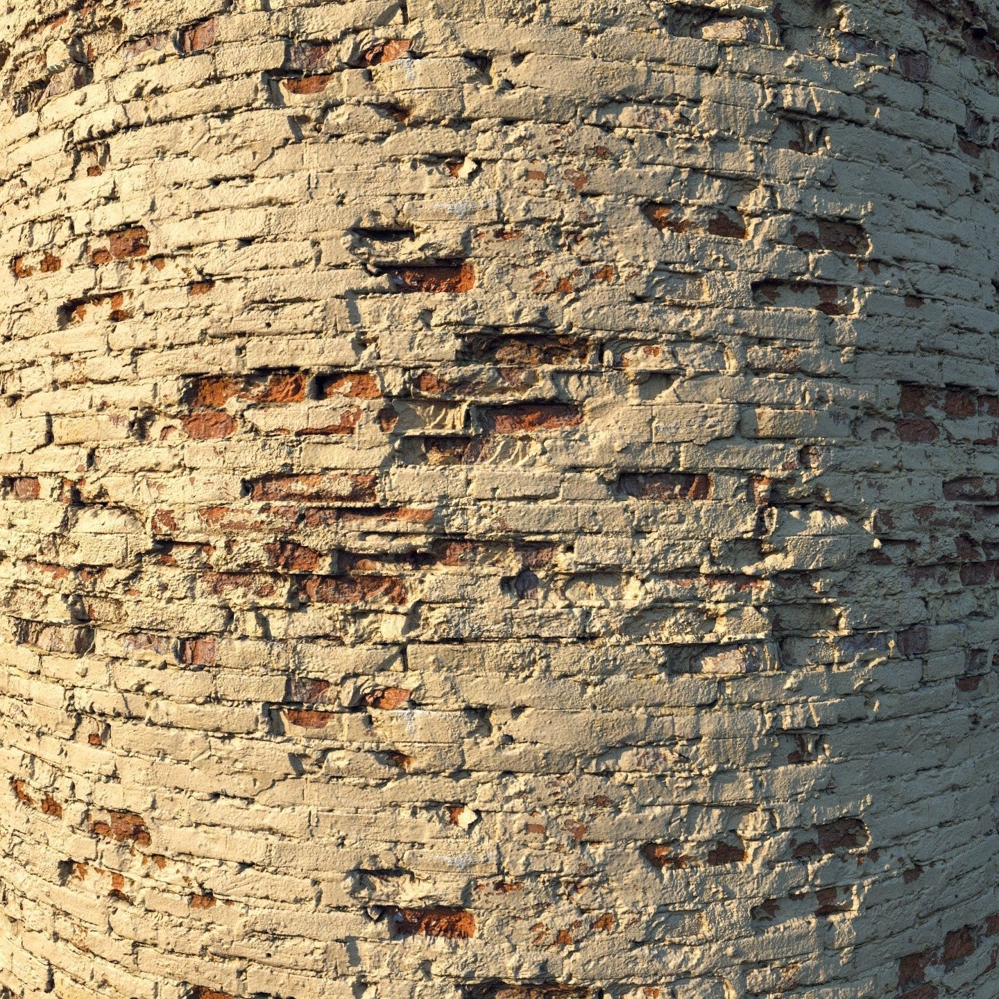 Old painted brick wall  02 Low-poly 3D model_2