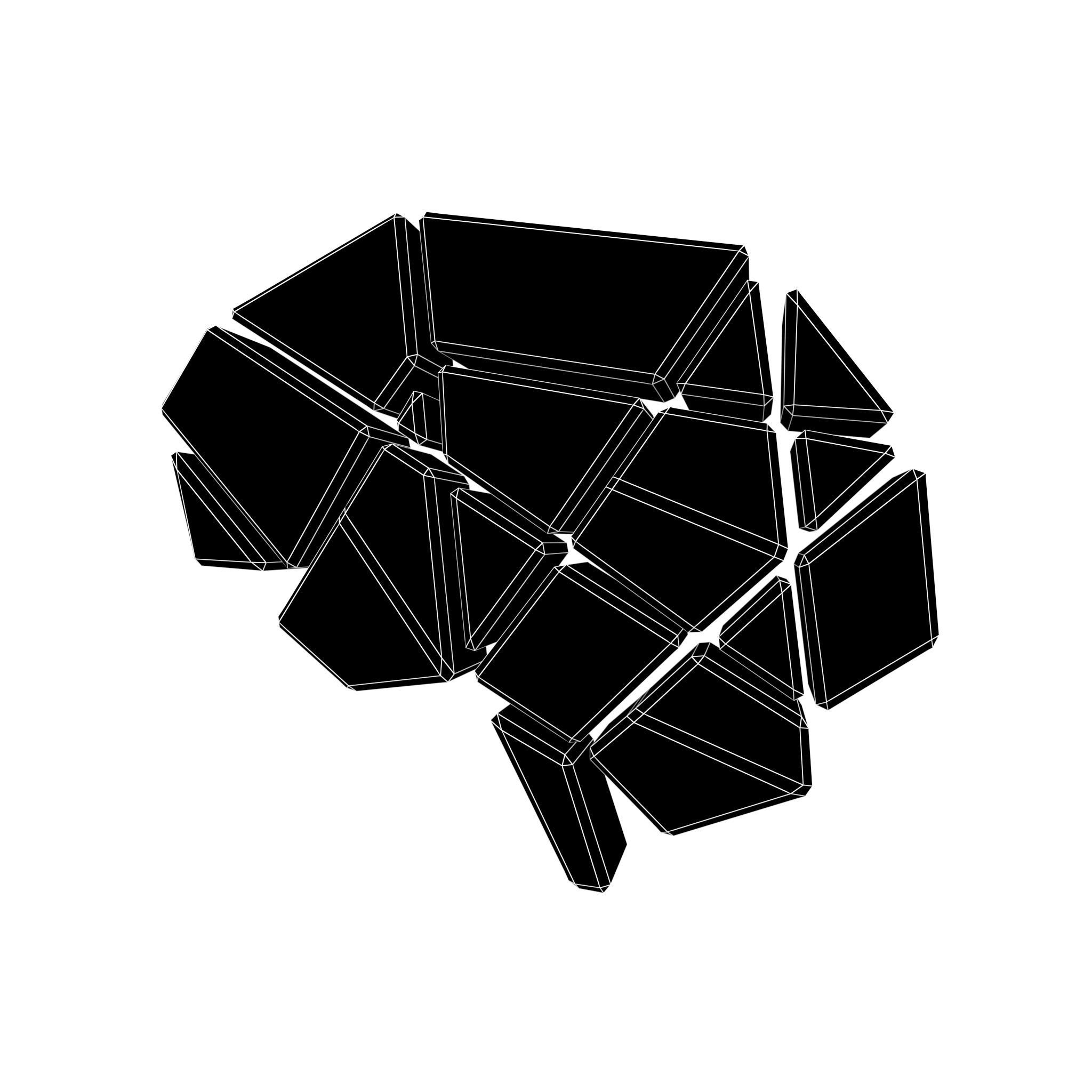 Brain Symbol v2 003 Low-poly 3D model_4