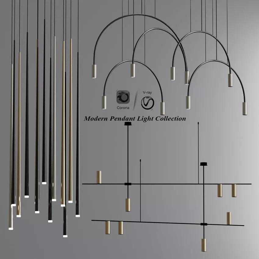 Modern Pendant Light Collection 3D model_0