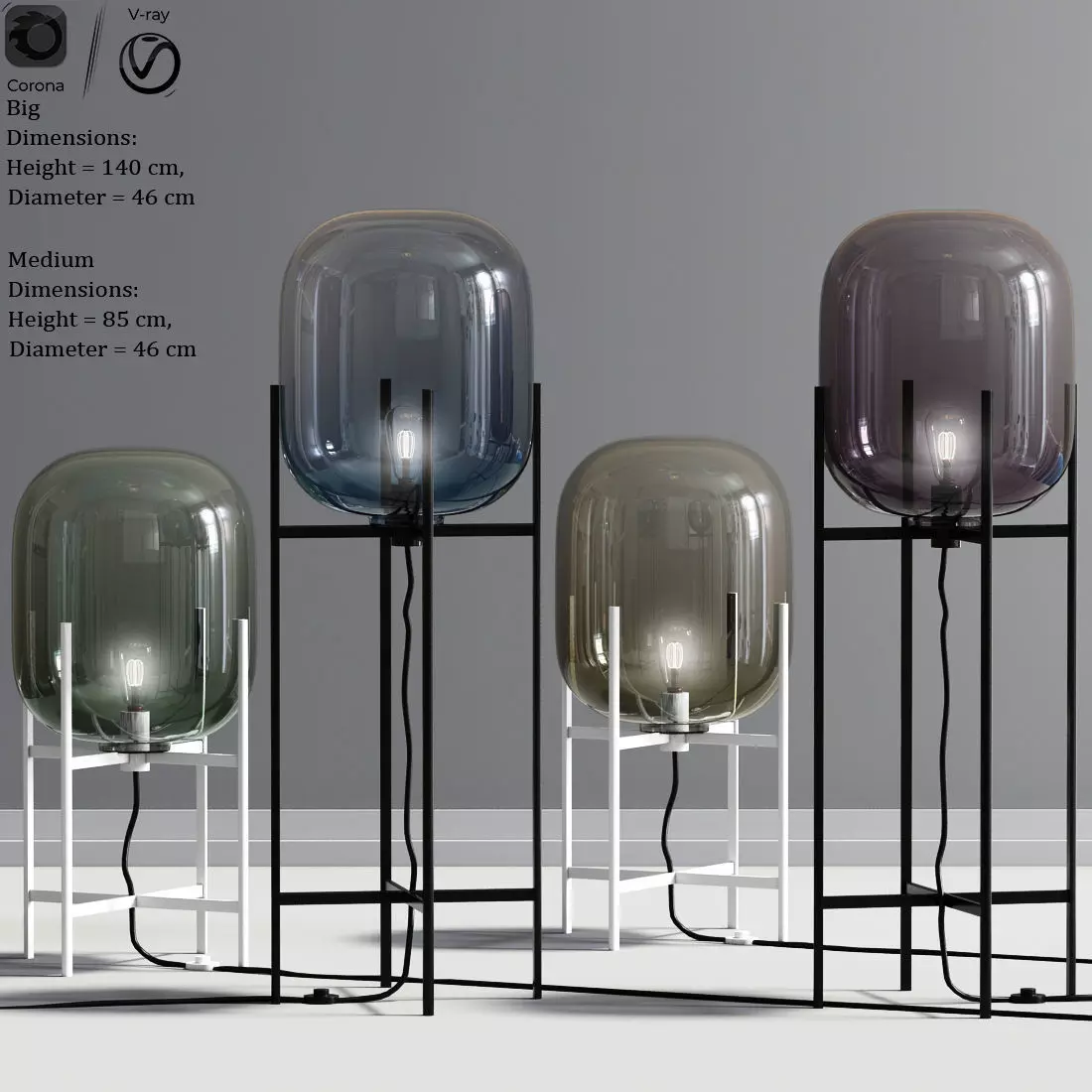 Modern Oda Floor Lamp 3D model_0