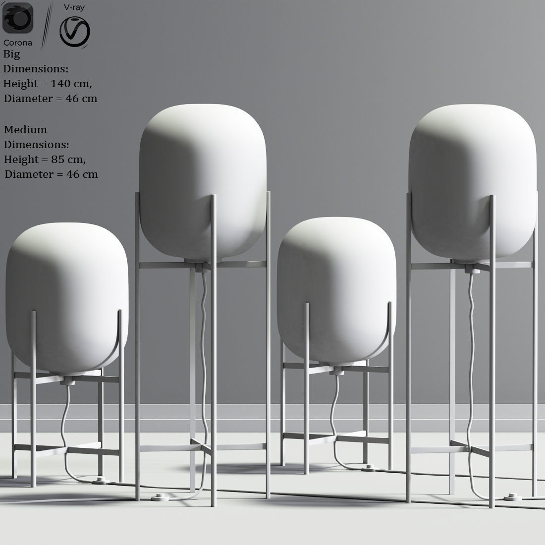 Modern Oda Floor Lamp 3D model_2