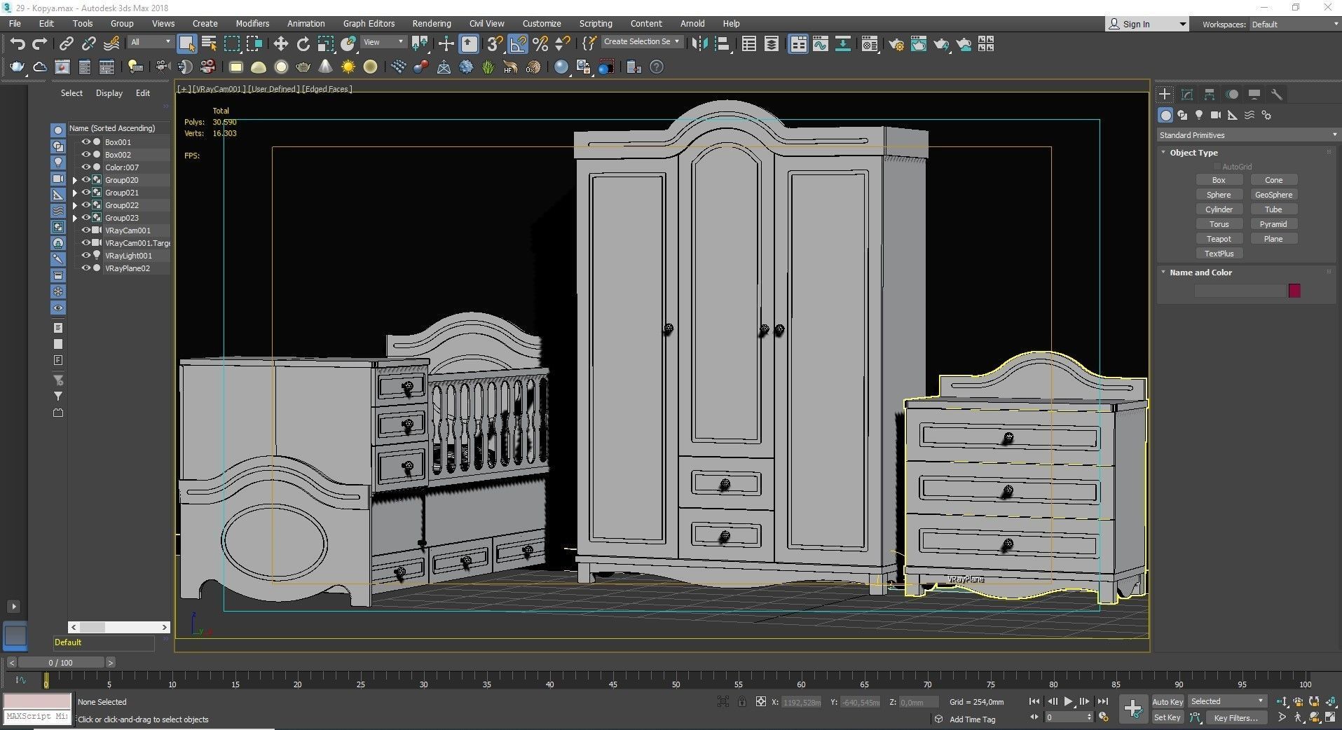 MDF BABY BEDROOM FURNITURE SET Low-poly 3D model_4