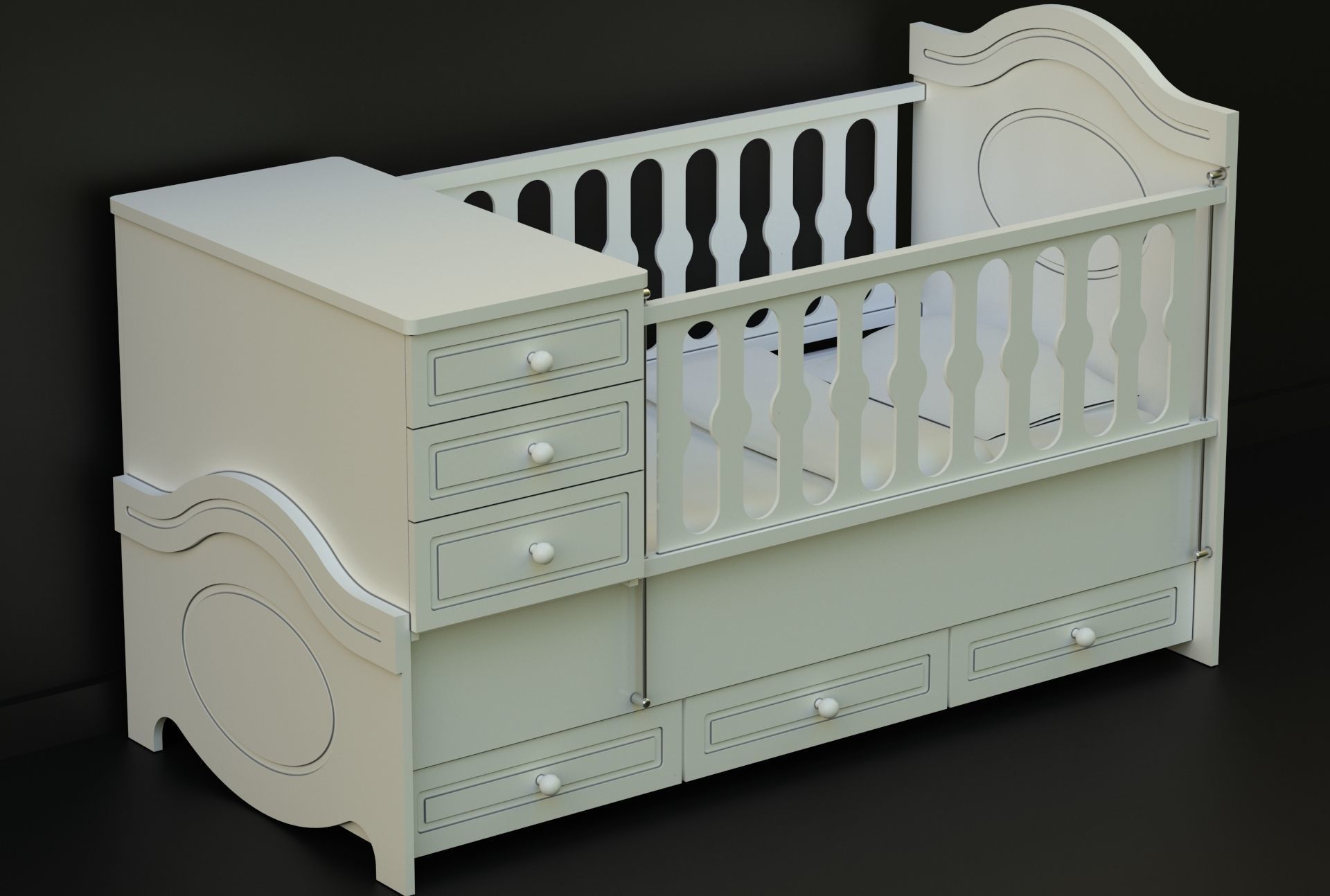 MDF BABY BEDROOM FURNITURE SET Low-poly 3D model_1
