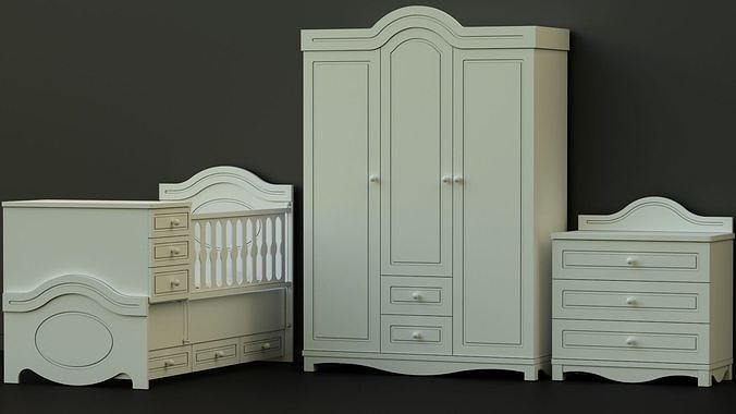 MDF BABY BEDROOM FURNITURE SET Low-poly 3D model