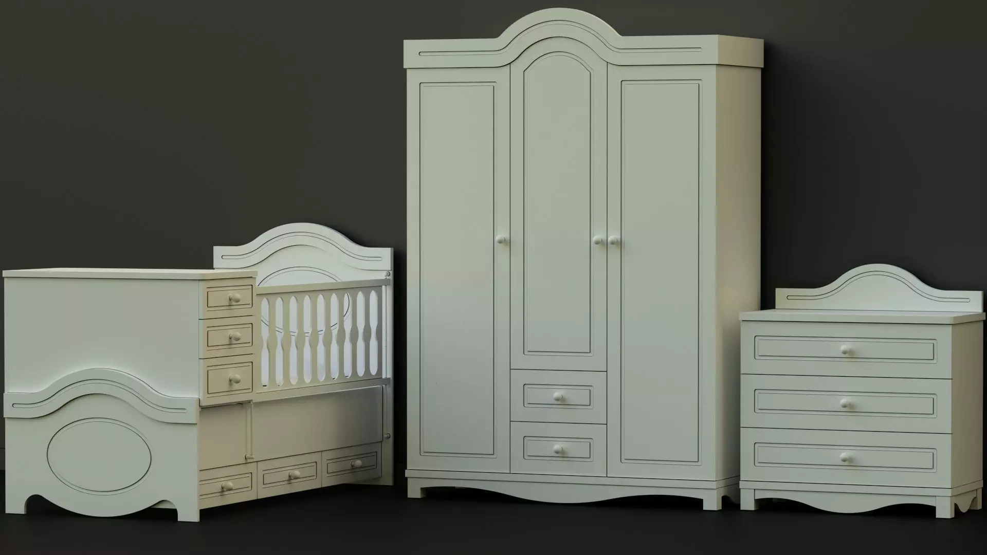 MDF BABY BEDROOM FURNITURE SET Low-poly 3D model_0