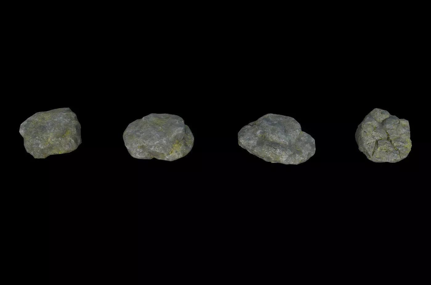 Rockset01 four rocks Low-poly 3D model_0