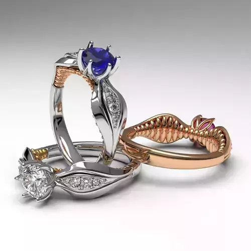 luxury unique design diamond engagement ring 3d printable