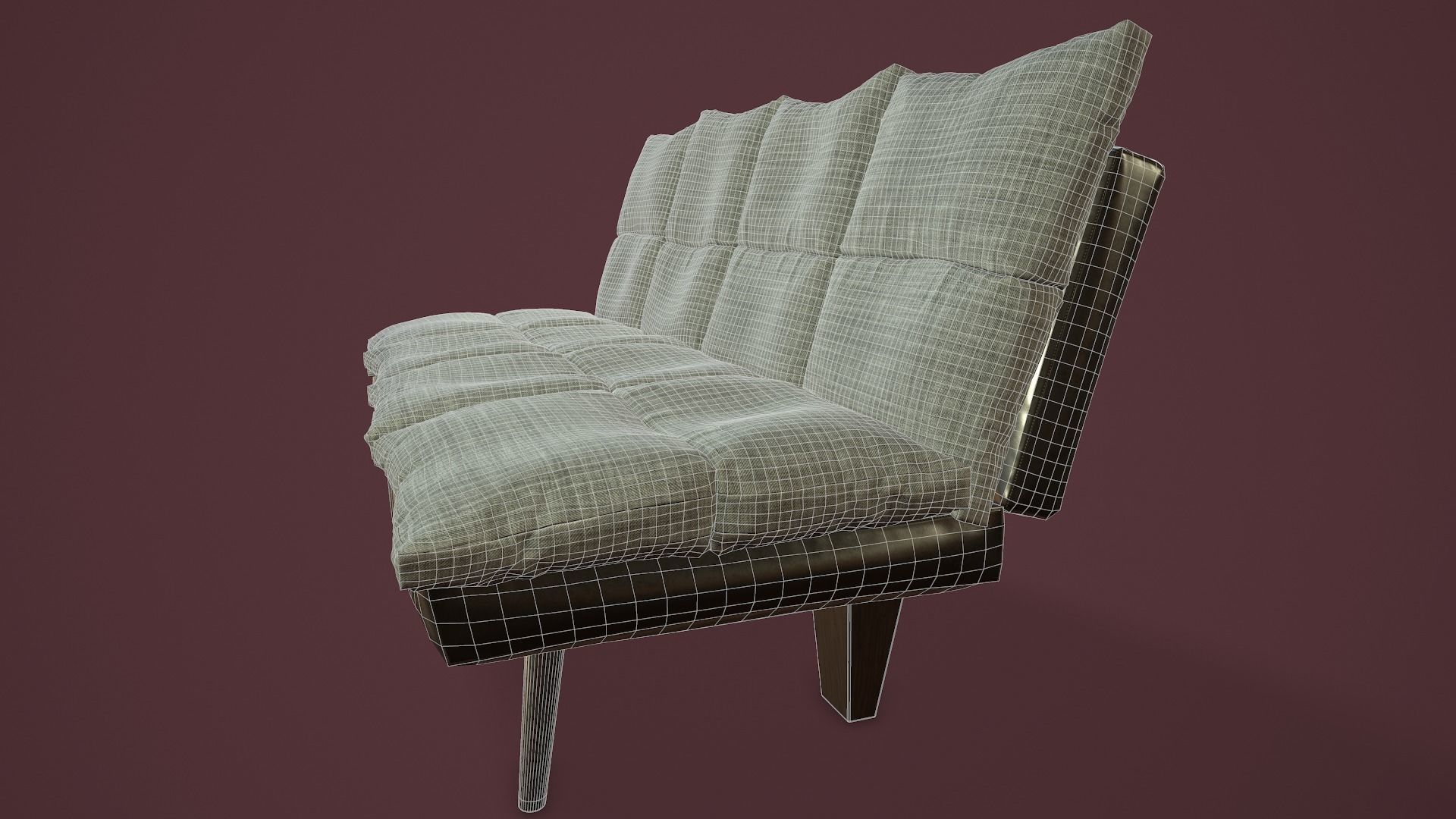 RIGGED Sofa Bed Low-poly 3D model_16