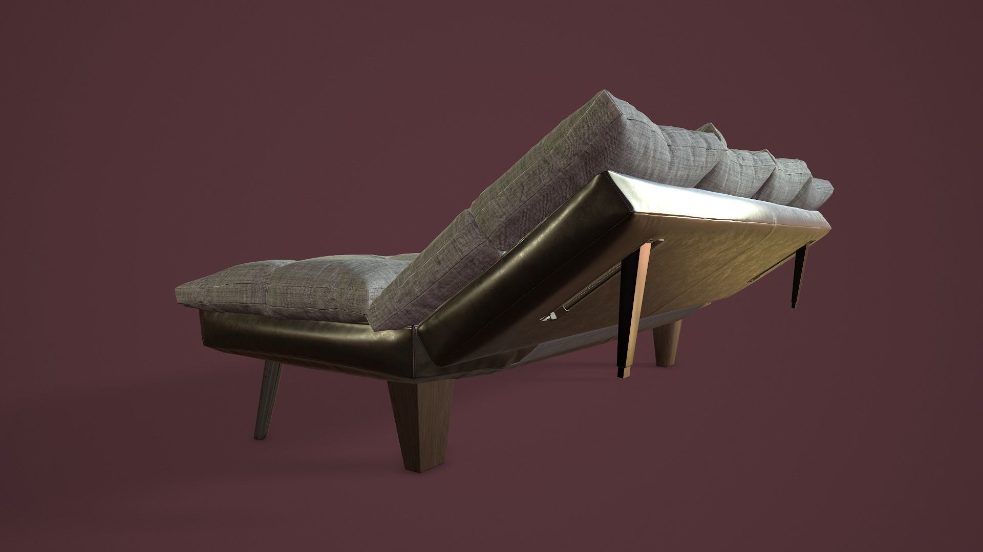 RIGGED Sofa Bed Low-poly 3D model_8