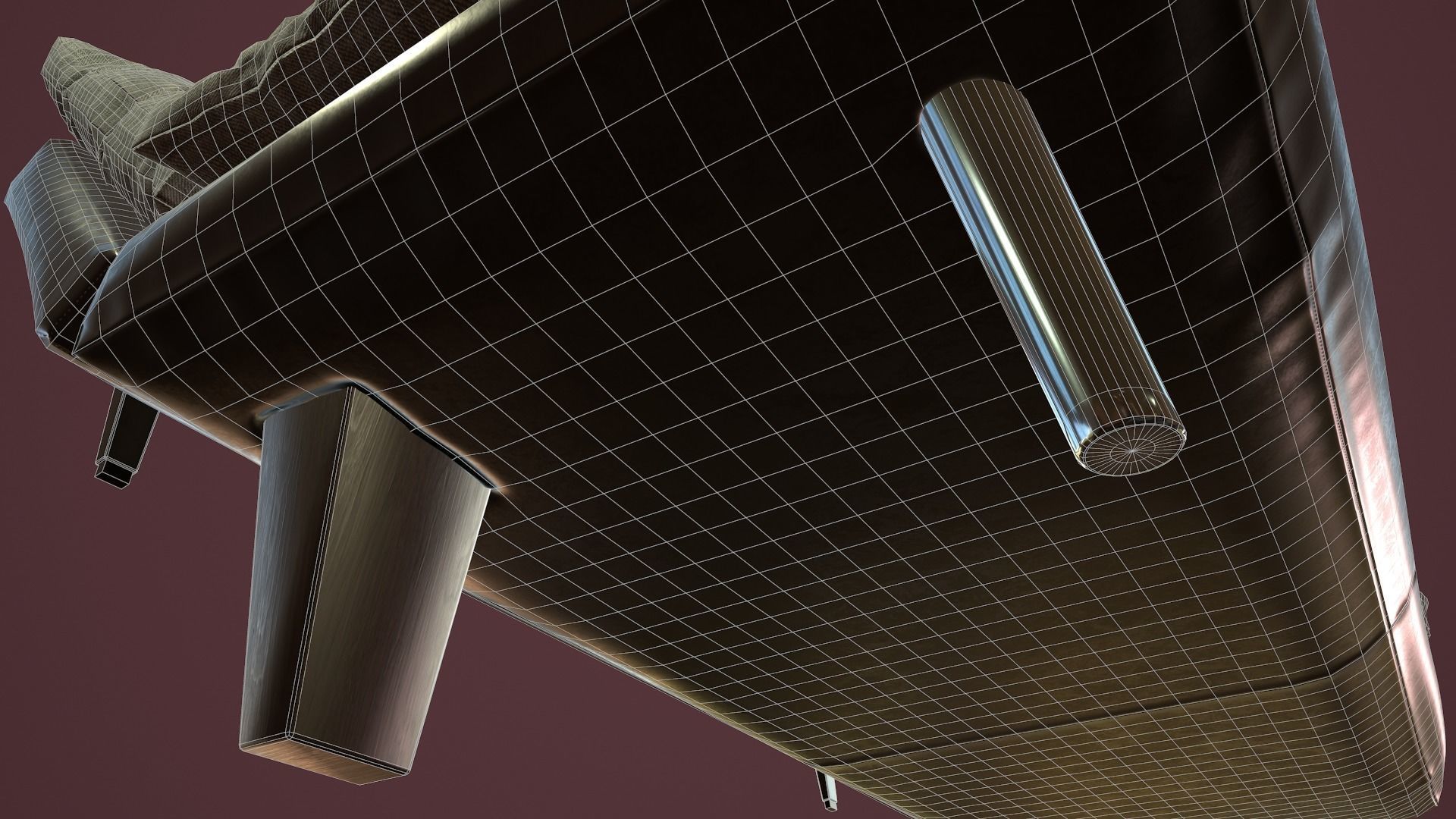 RIGGED Sofa Bed Low-poly 3D model_19