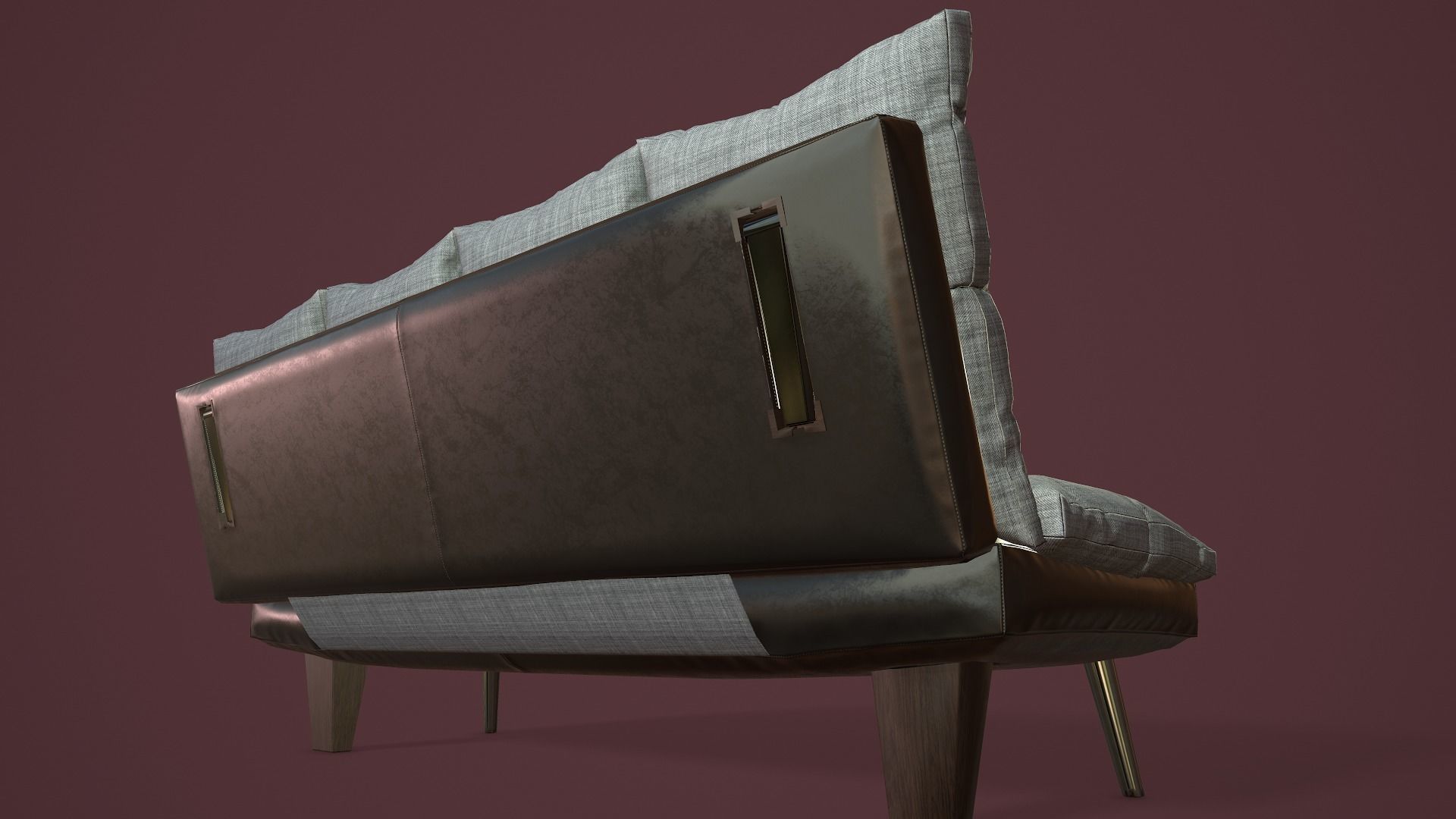 RIGGED Sofa Bed Low-poly 3D model_5