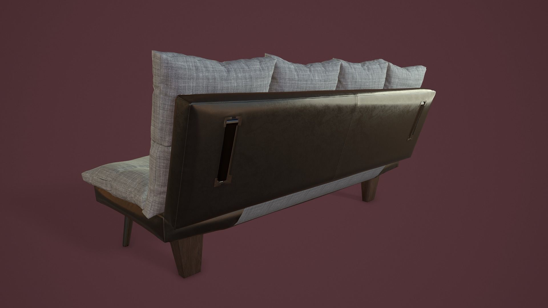 RIGGED Sofa Bed Low-poly 3D model_4