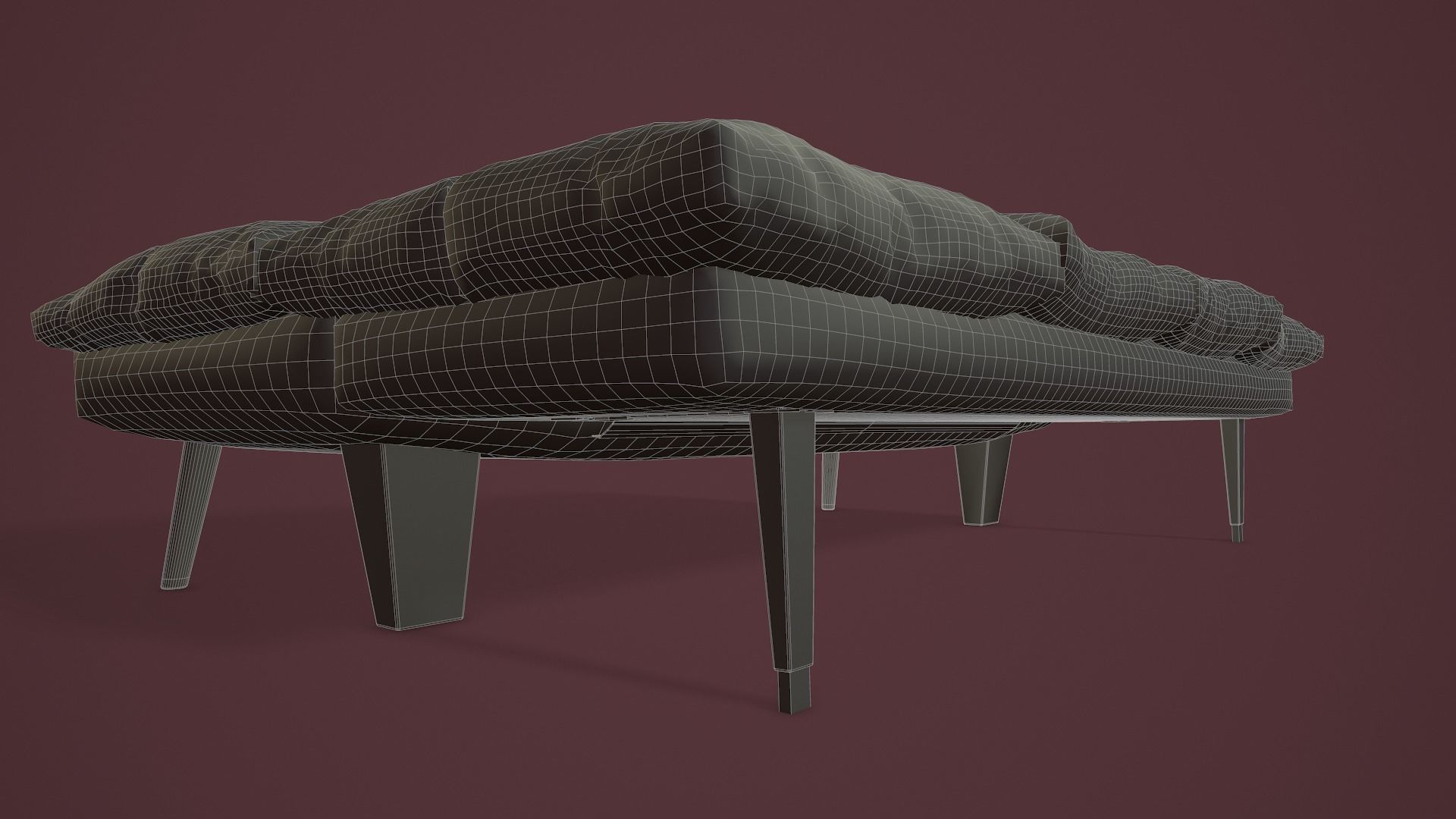 RIGGED Sofa Bed Low-poly 3D model_25