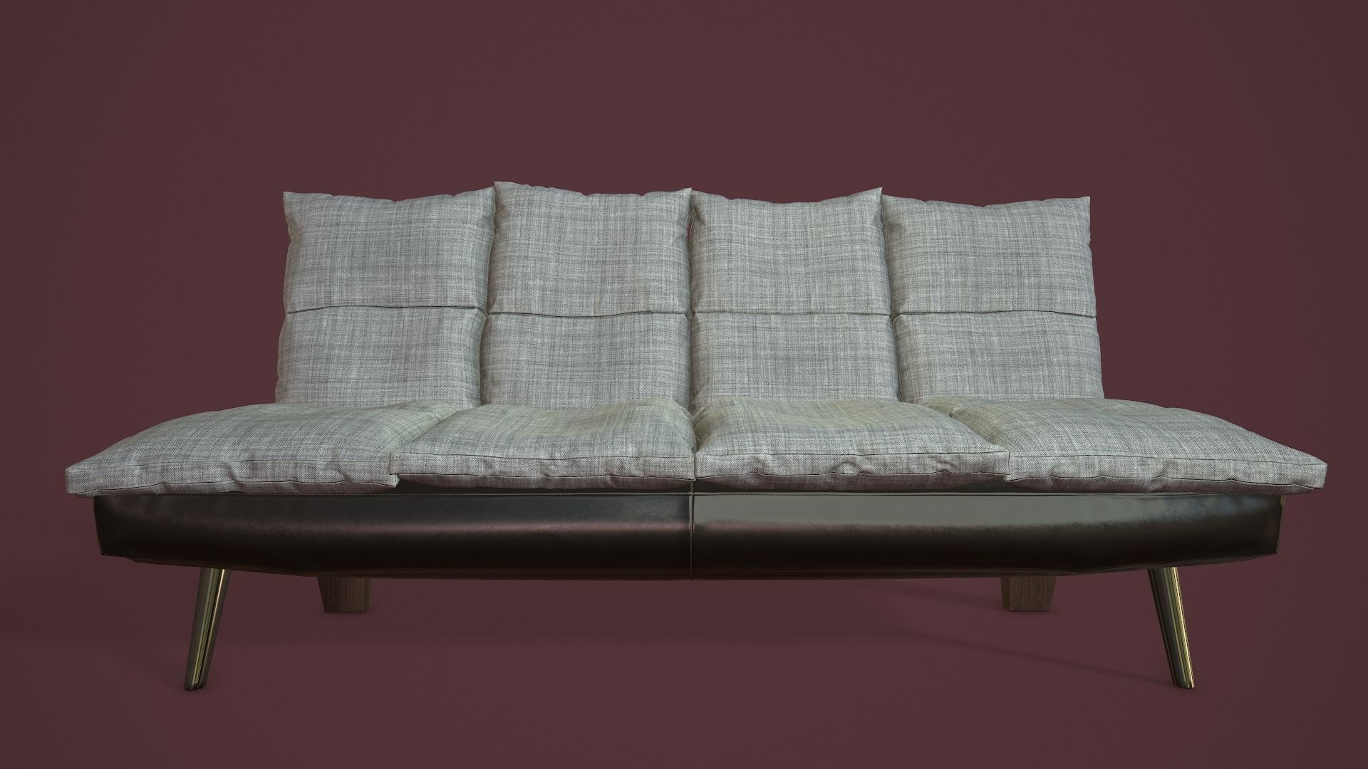 RIGGED Sofa Bed Low-poly 3D model_7