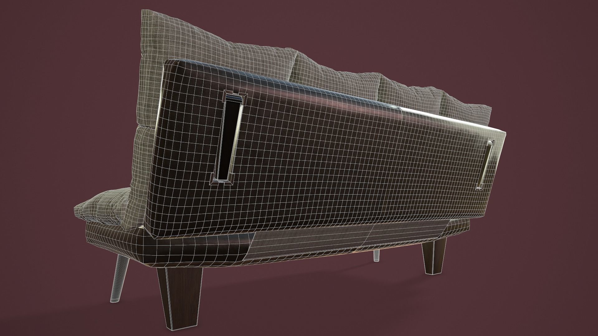 RIGGED Sofa Bed Low-poly 3D model_17