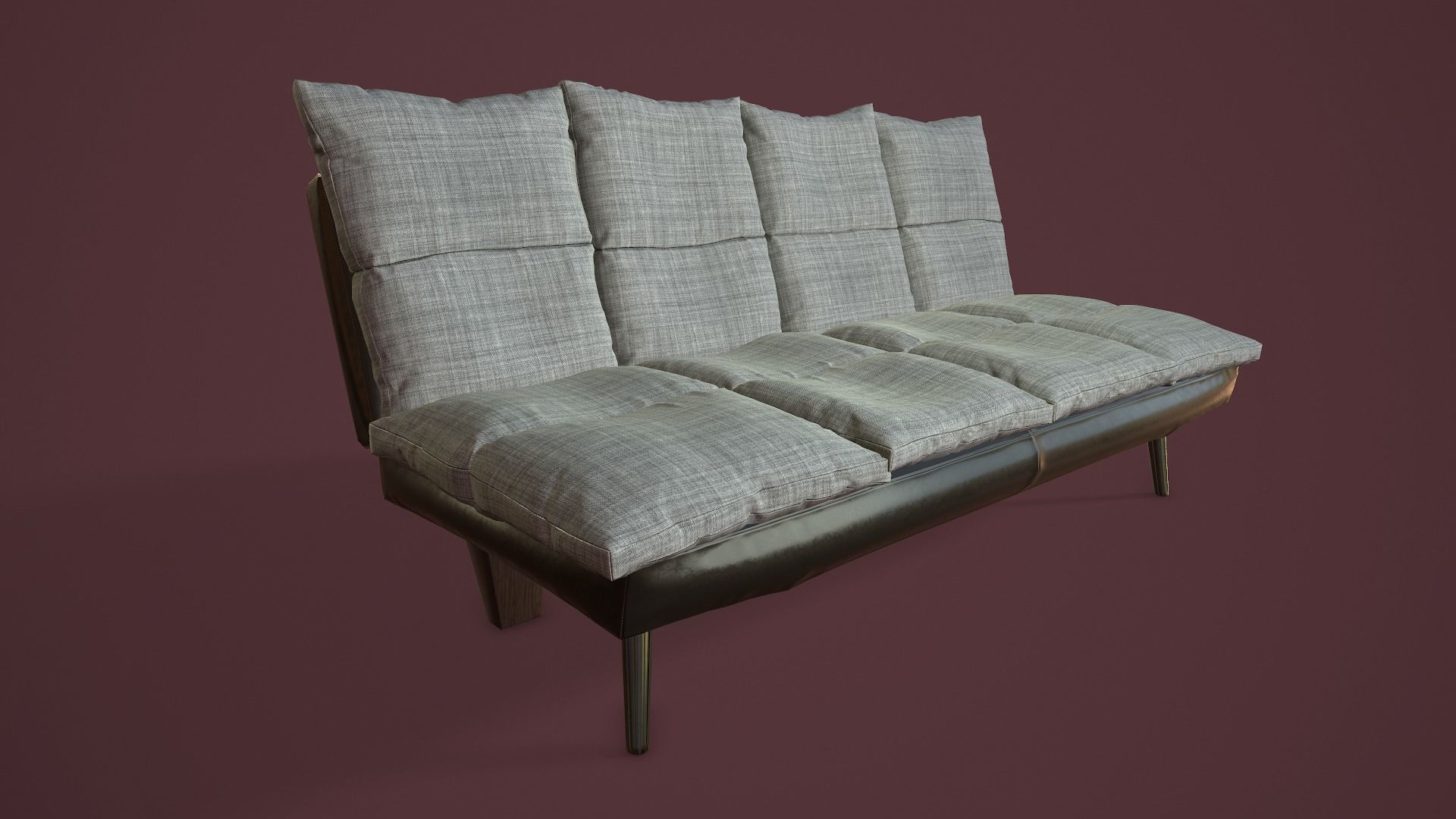 RIGGED Sofa Bed Low-poly 3D model_2