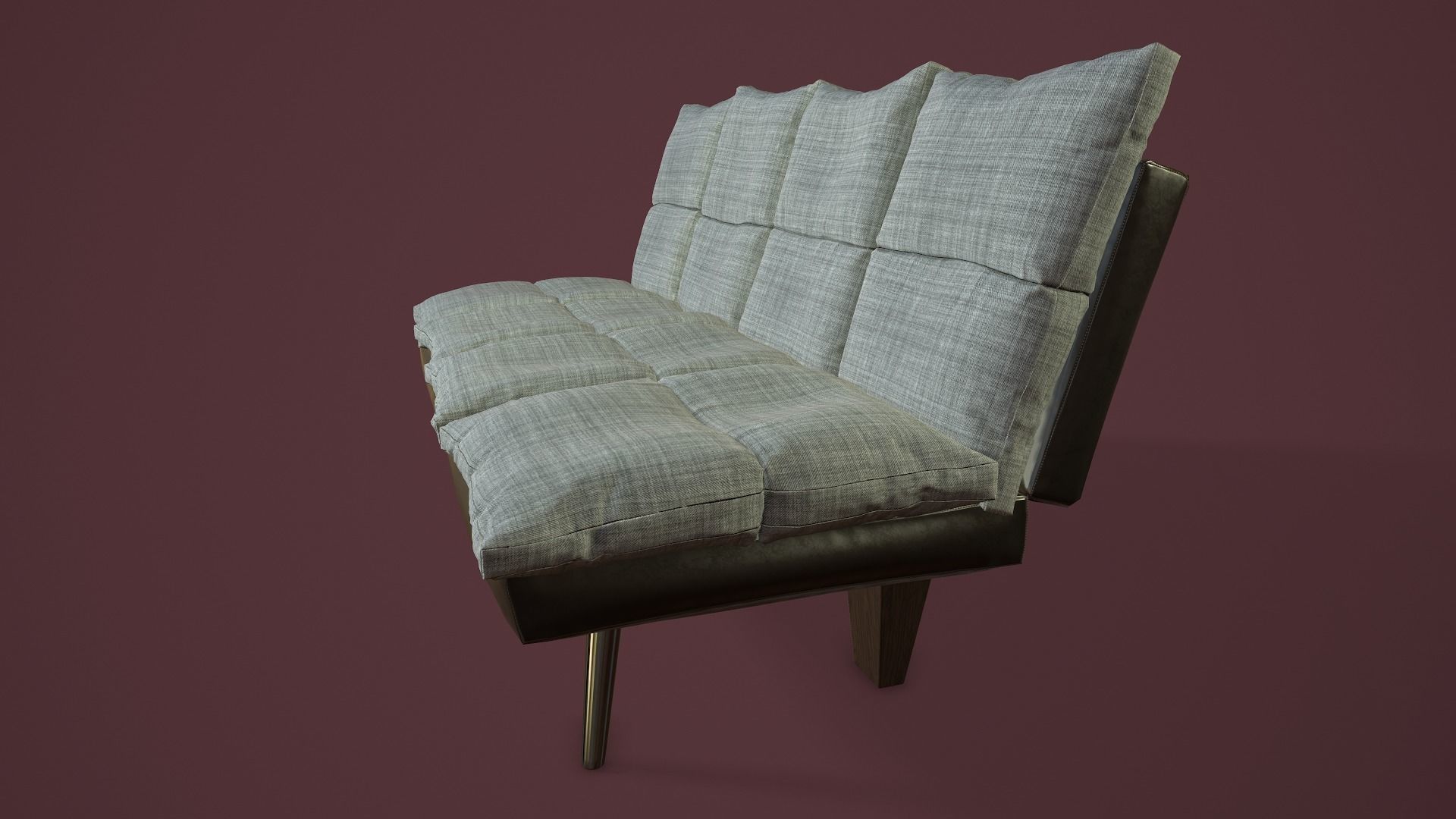 RIGGED Sofa Bed Low-poly 3D model_3