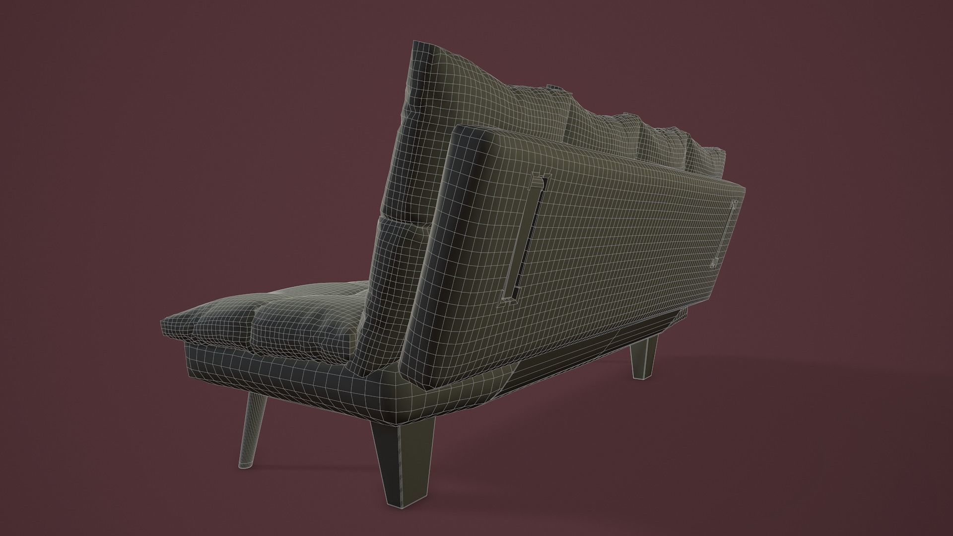RIGGED Sofa Bed Low-poly 3D model_21