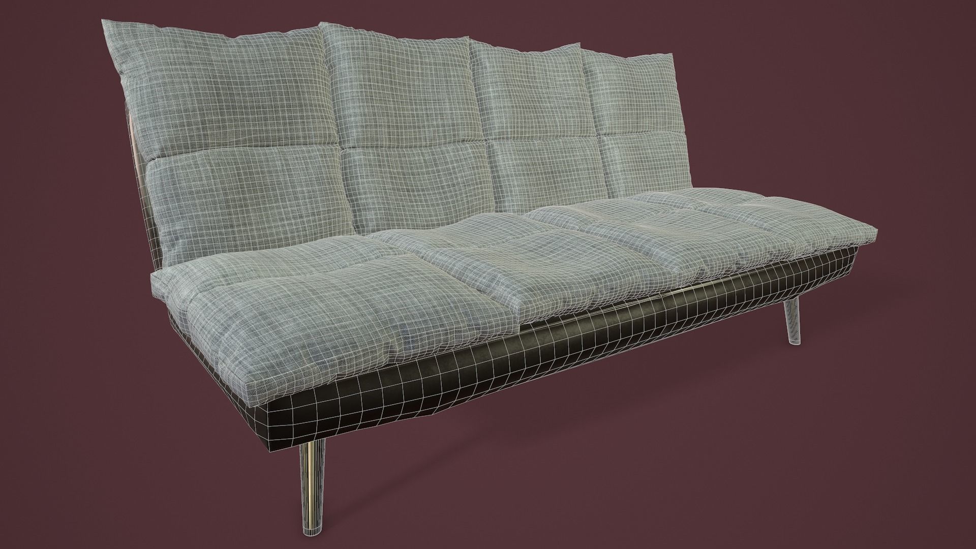 RIGGED Sofa Bed Low-poly 3D model_15