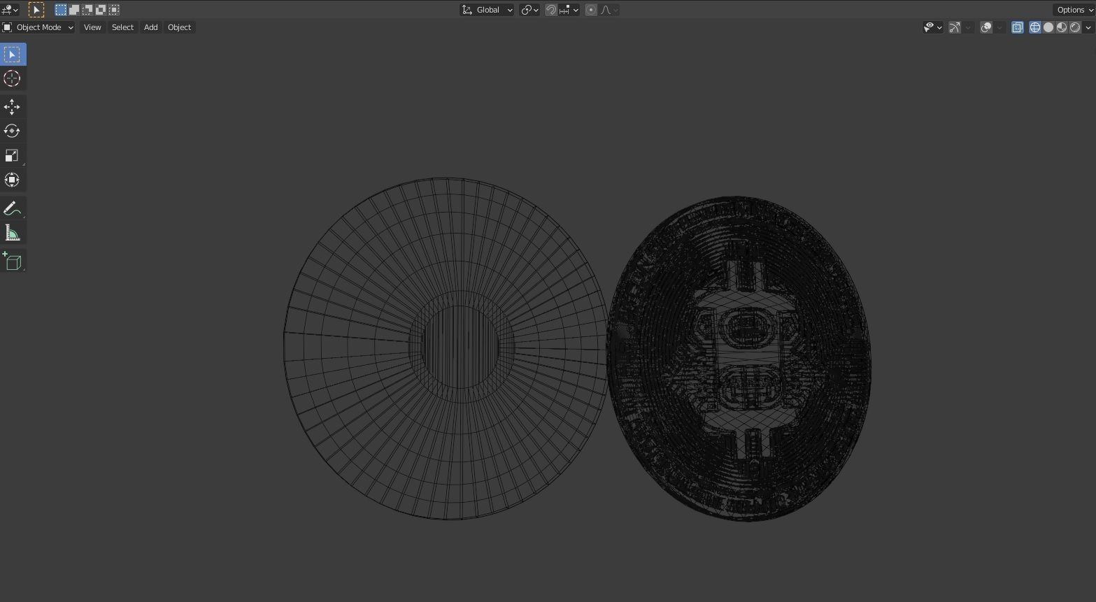 Bitcoin two gold bitcoins on table Low-poly 3D model_4