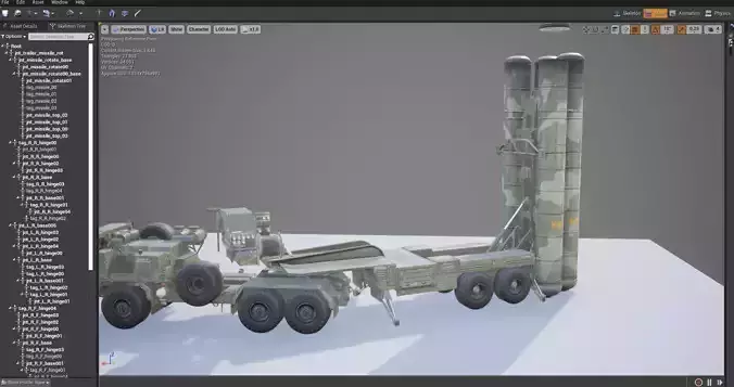 Rigged S-400 Missile n Radar Low-poly 3D model