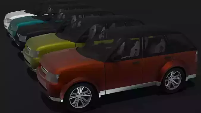 Generic SUV Car With Interior Lowpoly 3D Model Low-poly 3D model