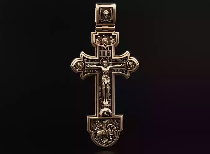 Orthodox cross with savior and saints 537