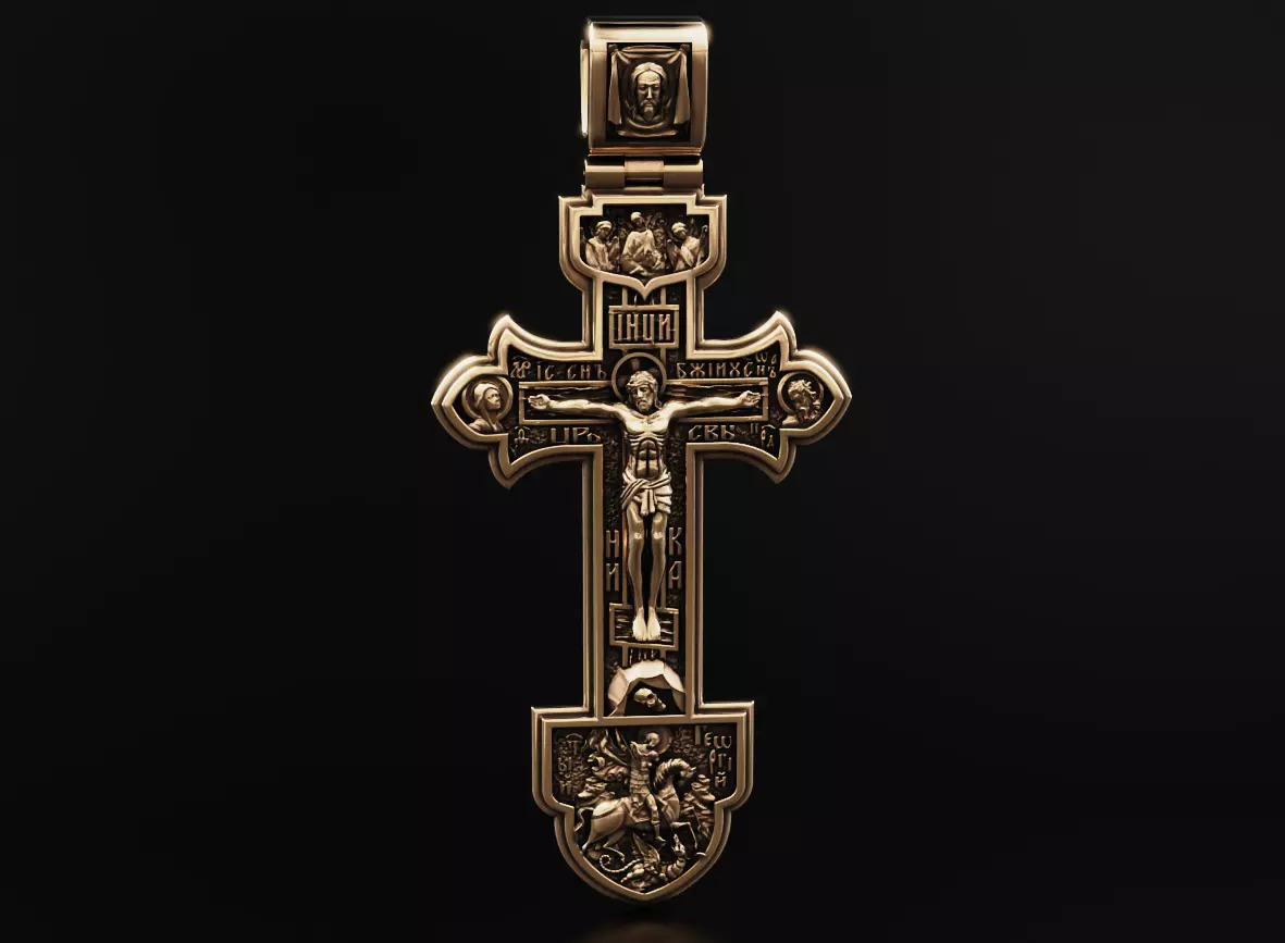 Orthodox cross with savior and saints 537 3D print model