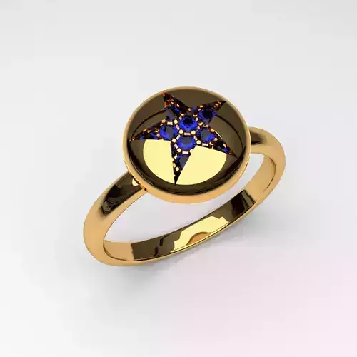 new star round diamond jewelry ring printable 3D print model