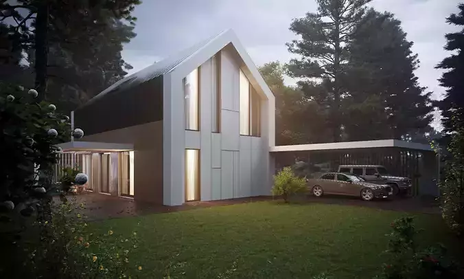 House in the woods Low-poly 3D model