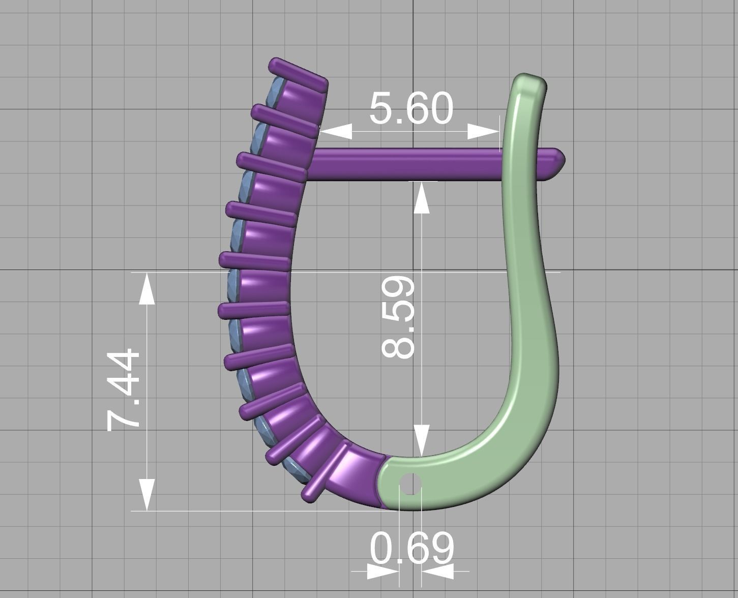 Huggie Diamond Earrings printable 3dmodel  3D print model_16