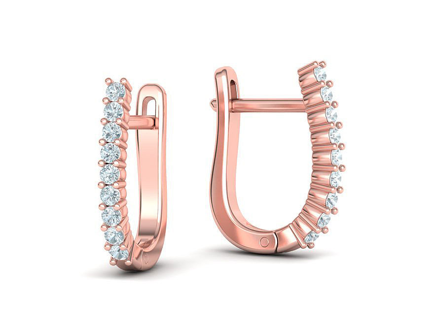 Huggie Diamond Earrings printable 3dmodel  3D print model_10
