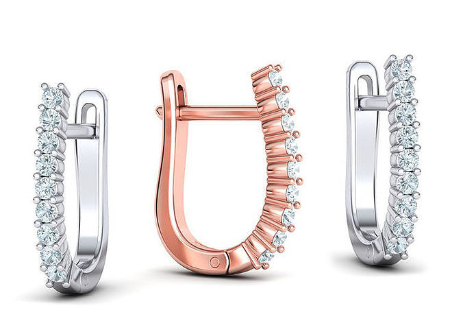 Huggie Diamond Earrings printable 3dmodel  3D print model