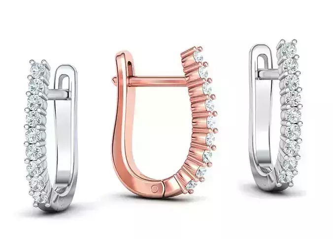 Huggie Diamond Earrings printable 3dmodel  3D print model