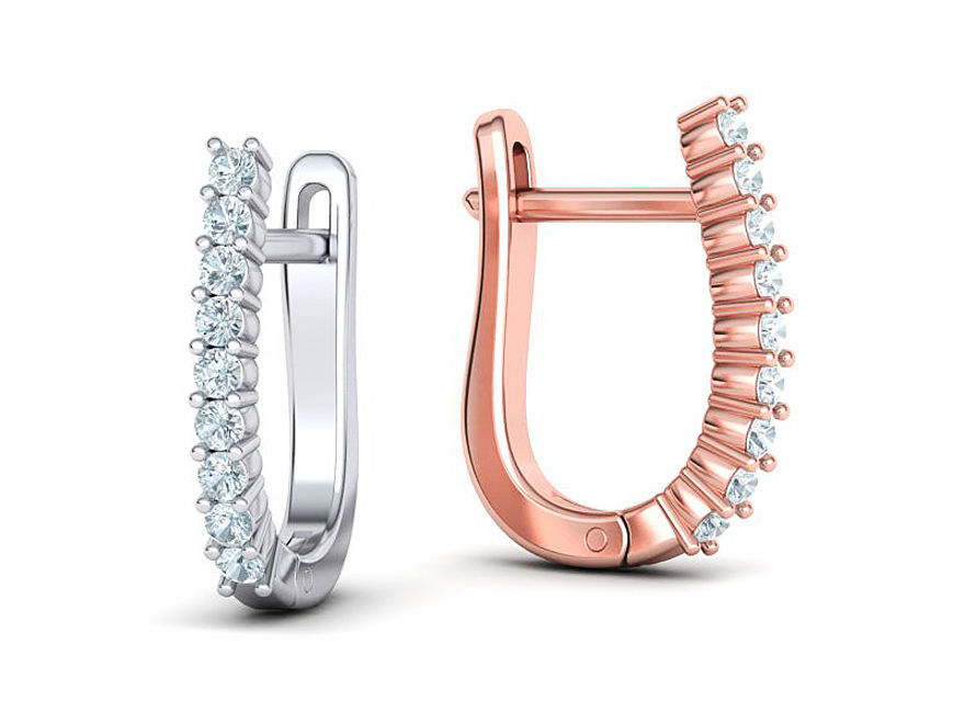 Huggie Diamond Earrings printable 3dmodel  3D print model_1