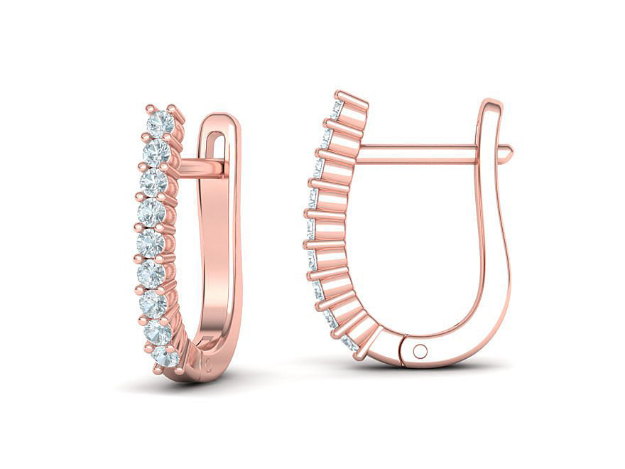 Huggie Diamond Earrings printable 3dmodel  3D print model_6