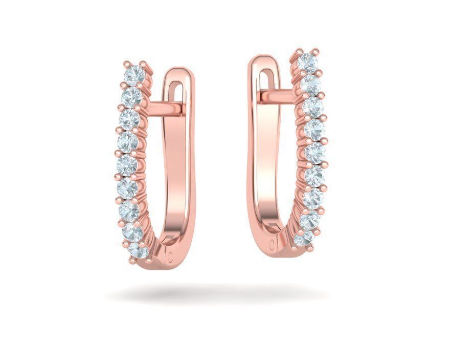 Huggie Diamond Earrings printable 3dmodel  3D print model_12