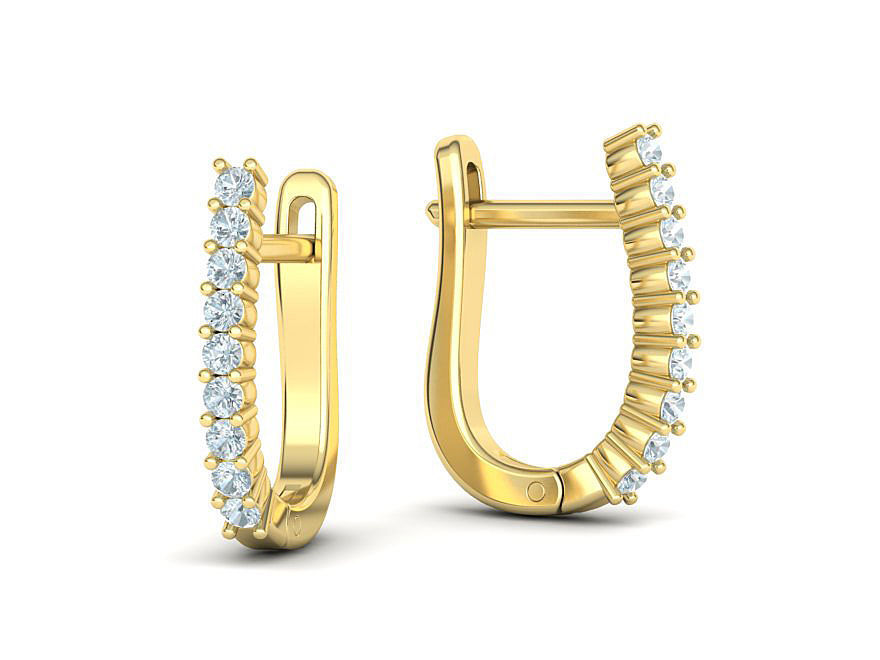 Huggie Diamond Earrings printable 3dmodel  3D print model_8