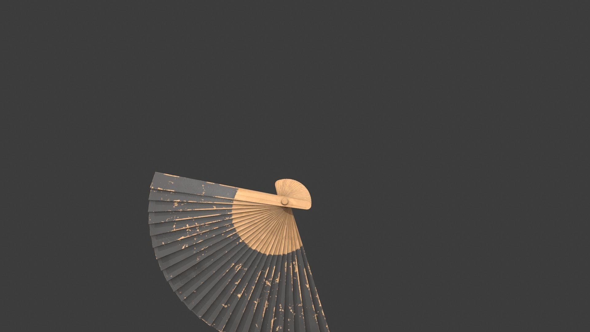 Black Wooden Handheld Fan Low-poly 3D model_3
